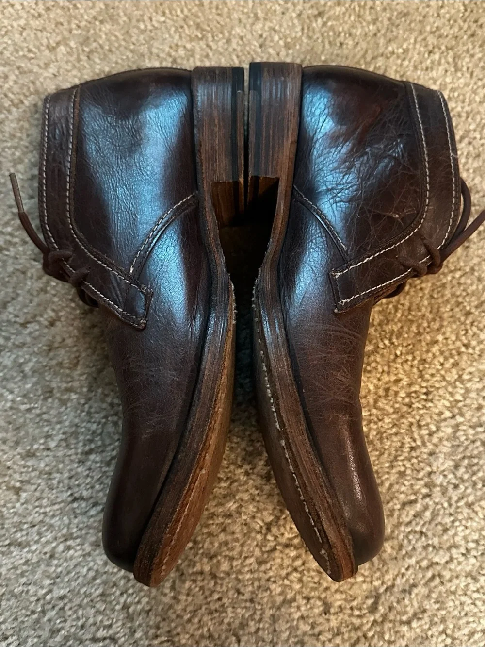 Bed Stu Brown Distressed Leather Cobbler Series Boots Chukka 8.5 Lace Up Mens